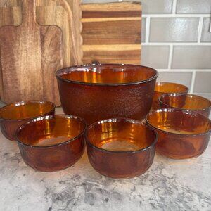 1970’s Arcoroc Sierra Amber Glass 6 piece set